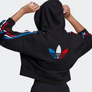 Adidas Originals Adicolor Trefoil Women's Black Cropped Hoodie Size Medium  45
